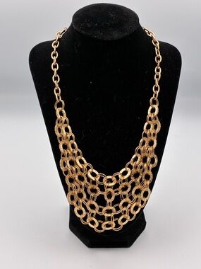 Gold Tone Bib/Choker Necklace 17"